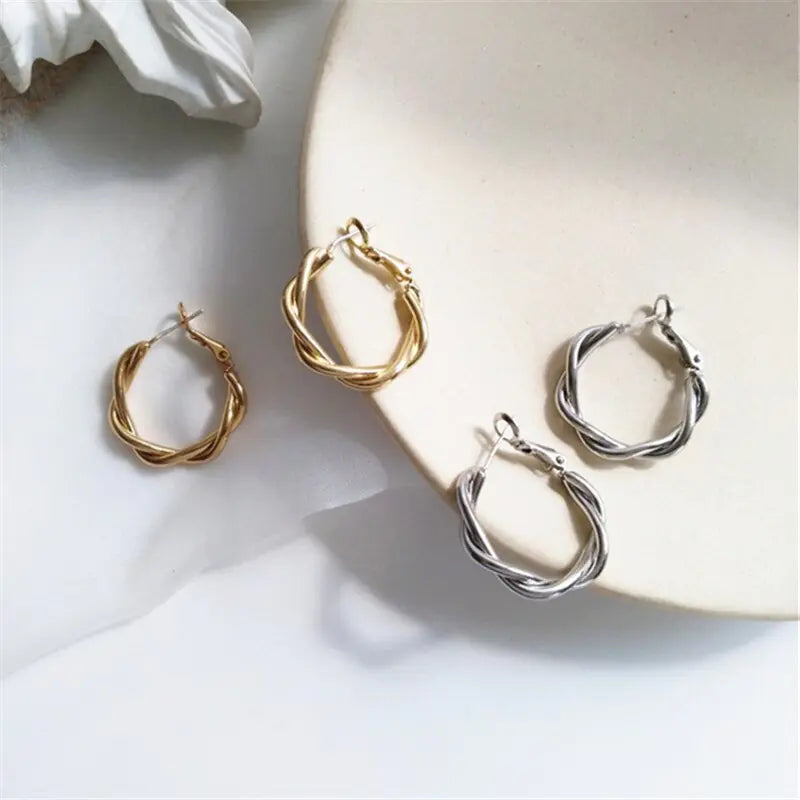 Minimalist Knotted Silver Earrings for Women