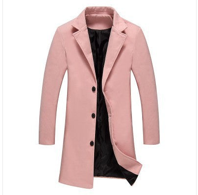 Autumn And Winter New Mens Solid Color Casual Business Woolen Coats - Iberon