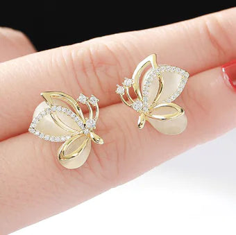 Opal Butterfly Stud Earrings for Women