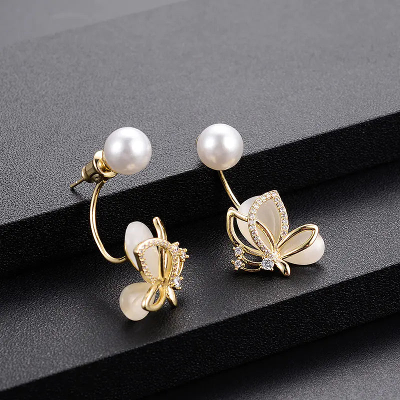 Opal Butterfly Stud Earrings for Women
