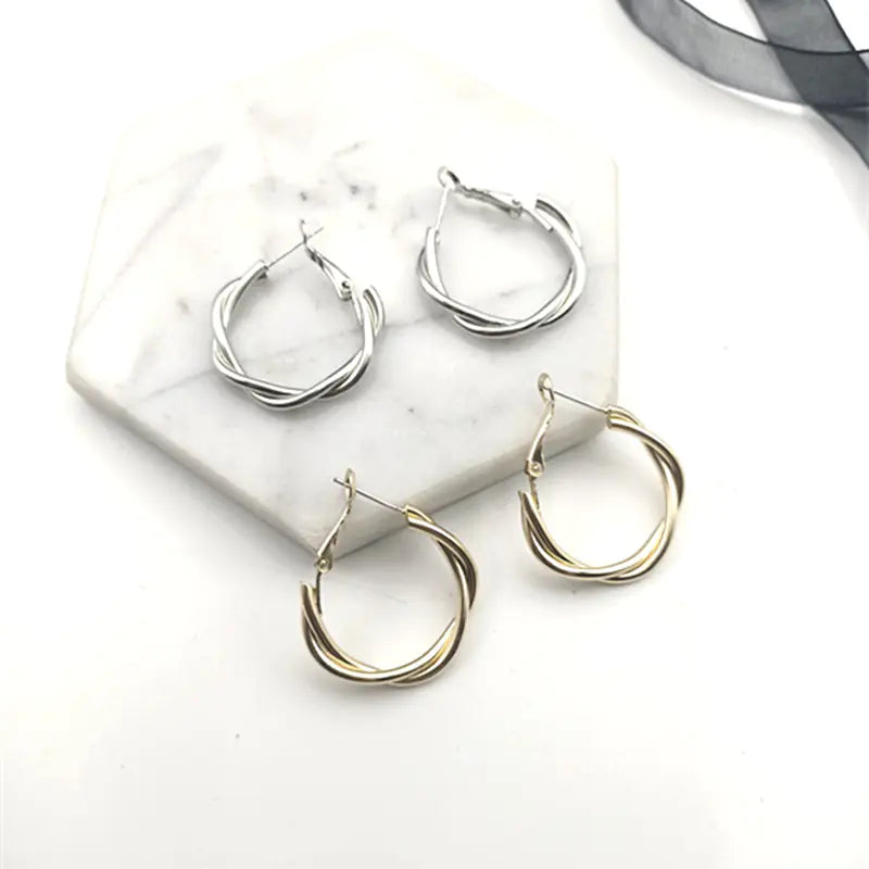 Minimalist Knotted Silver Earrings for Women