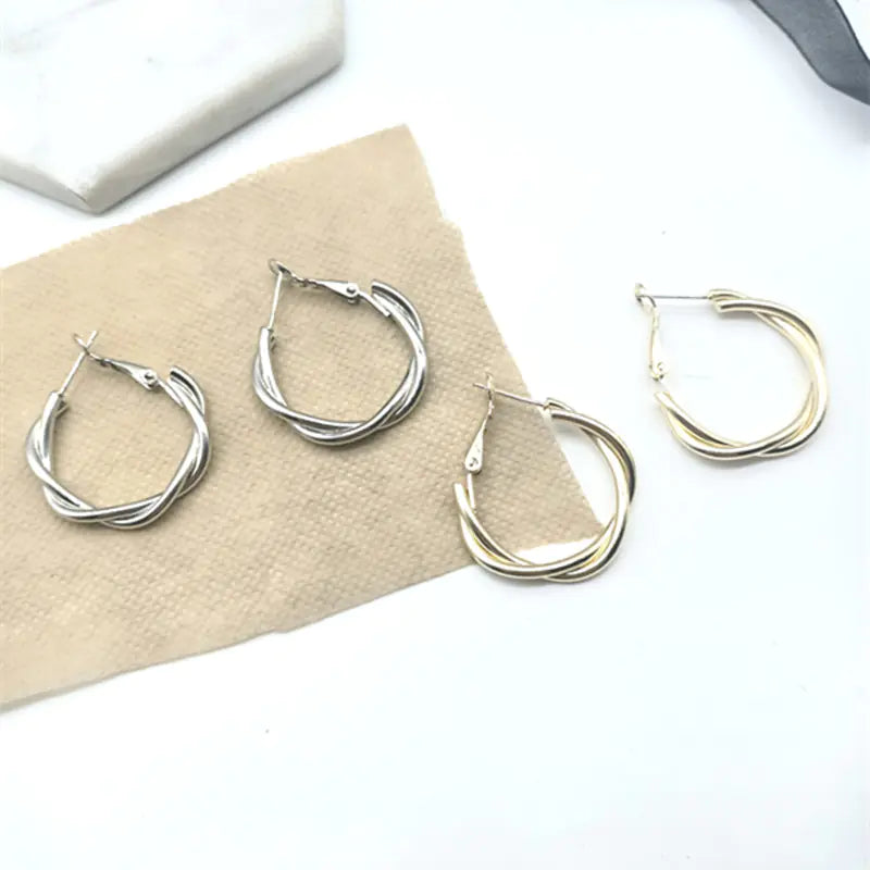 Minimalist Knotted Silver Earrings for Women