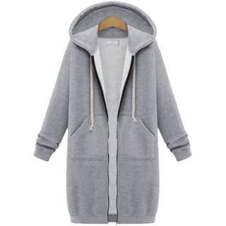 Hooded long-sleeved winter sweater women's jacket in a long thick shirt - Iberon