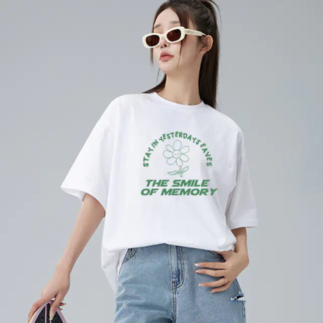 Chic Korean Style Women's Cotton T-shirts for Summer