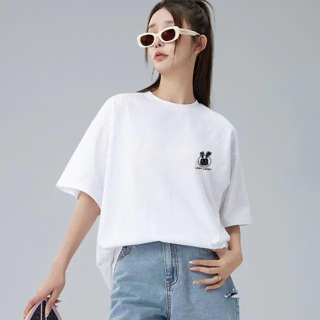 Chic Korean Style Women's Cotton T-shirts for Summer