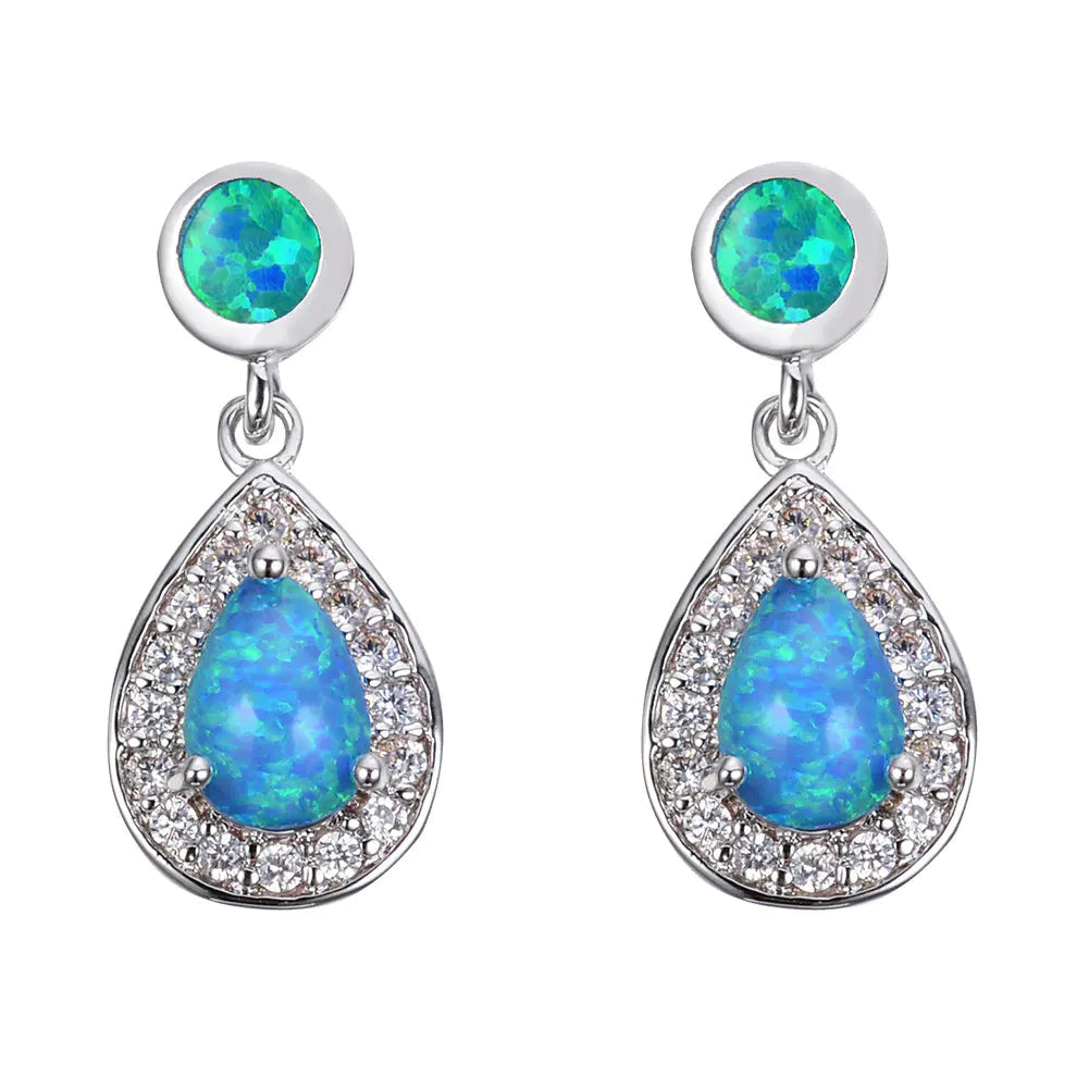 Platinum Opal Drop Earrings for Women
