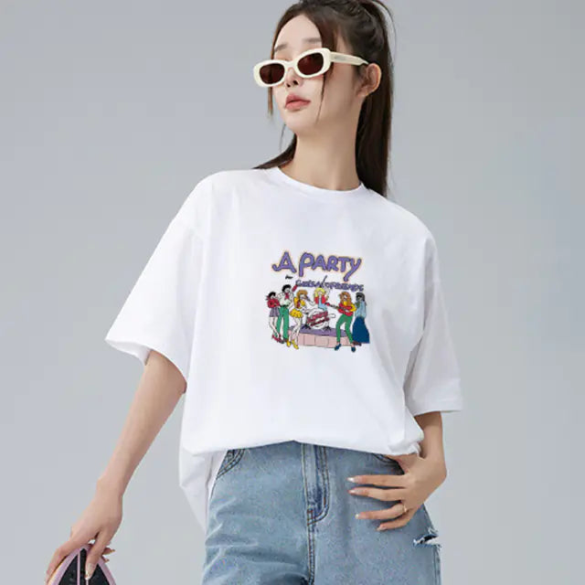 Chic Korean Style Women's Cotton T-shirts for Summer