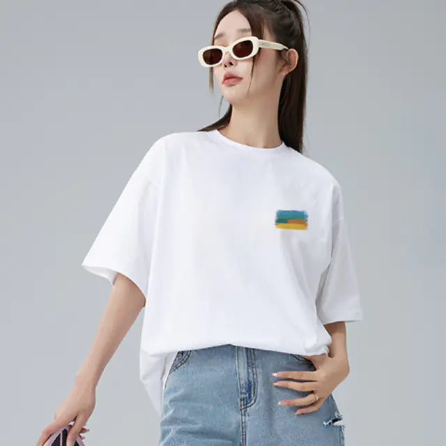 Chic Korean Style Women's Cotton T-shirts for Summer