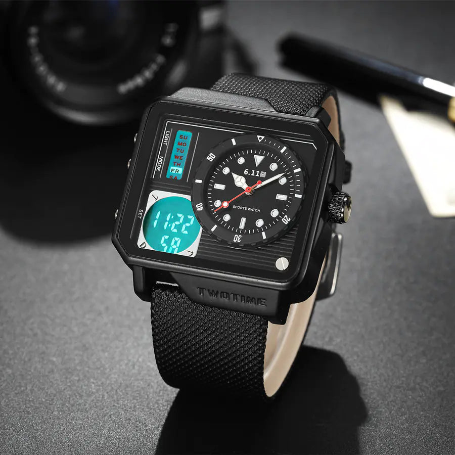 Dual Movement Men's Watch - Multifunctional Sports Watch